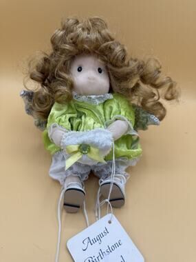 Classic Treasures August Birthstone Angel Doll Green Dress 7” w/ TagsW